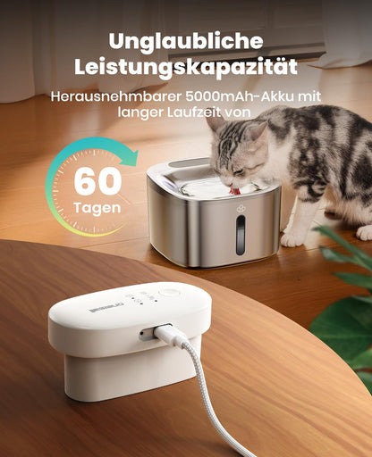 oneisall Katzenbrunnen Kabellos, Trinkbrunnen Edelstahl 3.5L, 5000mAh