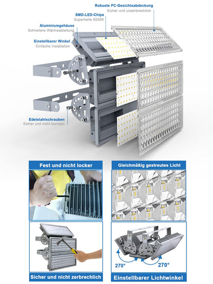 POWFUL LED Flutlicht 300W Aussenstrahler - 6500K, IP67