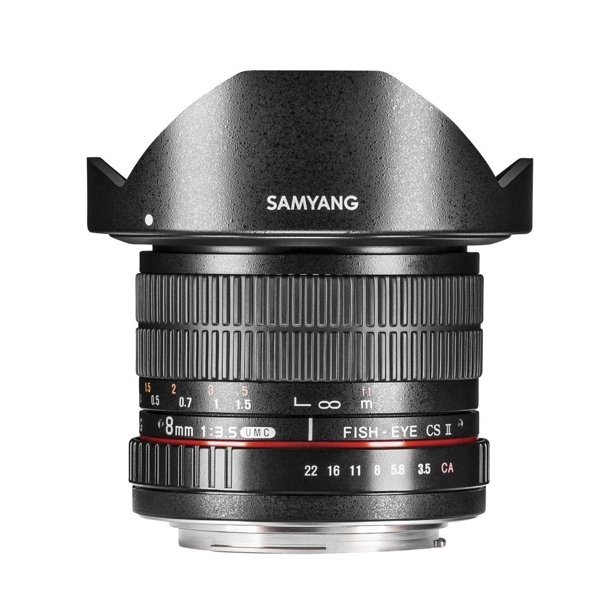 Samyang 3.5/8mm Fisheye II Objektiv Sony A Manuell Schwarz. Schwarzes Fisheye mit gewölbter Frontlinse für extrem weite, verzerrte Superweitwinkel.