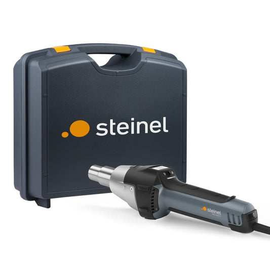 Steinel Profi-Heissluftgebläse HG 2620 E im Koffer. Blau-schwarz, pistolenförmig. Zum Erhitzen, Schrumpfen, Schweißen.