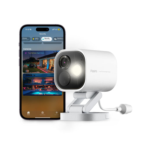 Aqara G5 Pro PoE 4MP Kamera-Hub Überwachungskamera Aussen - Weiss. Weiße Kamera zur 4MP PoE-Videoüberwachung von Aussen.