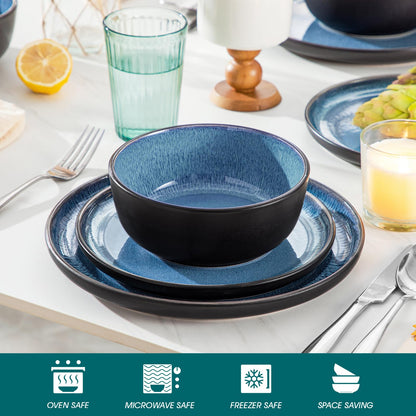 vancasso PLAYA Steingut Geschirrset 18tlg für 6 P. - Blau