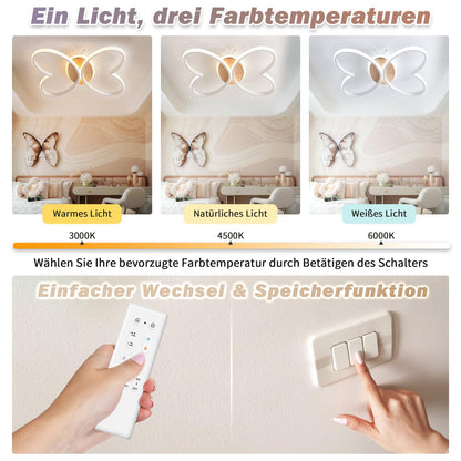 YLFXL Schmetterling LED Deckenleuchte – Dimmbar Holz Kinderzimmer