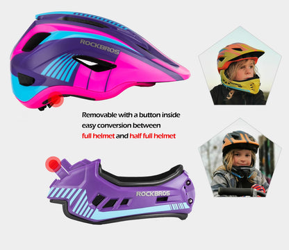 ROCKBROS Kinderhelm Fullface abnehmbarer Kinnschutz S 48-52cm violett