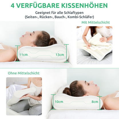 UTTU Memory Foam Kissen, ergonomisches Nackenkissen, verstellbar