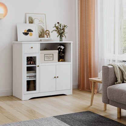 HOCSOK Küchenschrank mit Arbeitsplatte & Mikrowellenregal – Weiss