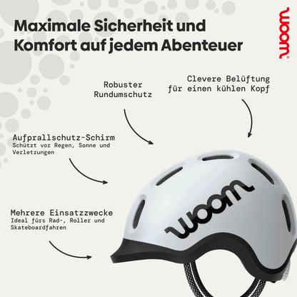 woom READY Kinder-Fahrradhelm, Pale Grey, Grösse S (50–53 cm)