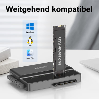 Alxum USB-C Festplatten-Adapter für M.2, SATA und IDE, 10 Gbps