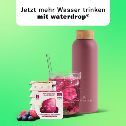 waterdrop Starter Set Edelstahl-Trinkflasche 600 ml + 18 Drops