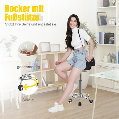 OUTMASTER Rollhocker höhenverstellbar mit Fussstütze, schwarz
