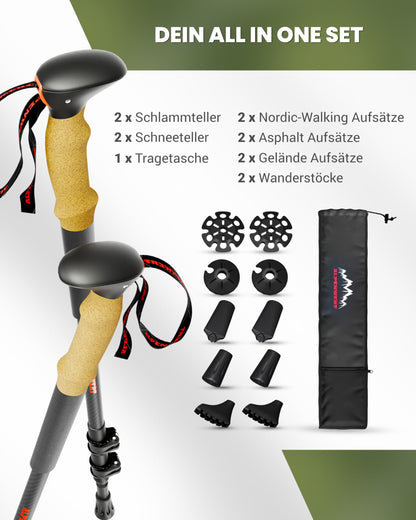 ALPENWERT Wanderstöcke Teleskop Trekkingstöcke - Carbon