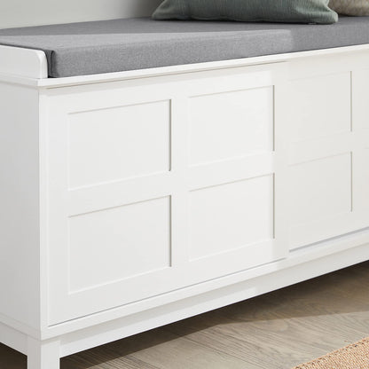 SoBuy Schuhbank FSR86-W gepolstert, mit Stauraum – Weiss