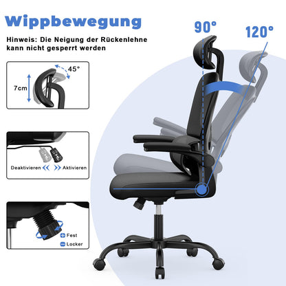 naspaluro Ergonomischer Bürostuhl Netzbezug - Schwarz