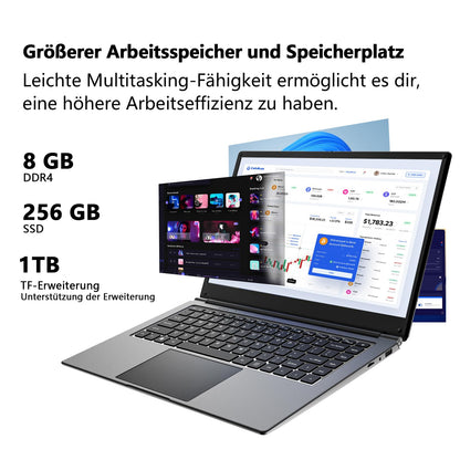 Morostron 16-Zoll Laptop – 8GB RAM, 256GB SSD, Win 11 Pro