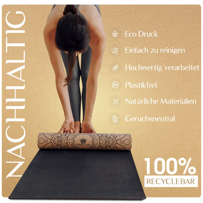YOGALABS® 2in1 Yogamatte - Kork & Naturkautschuk 183x61x0,4cm