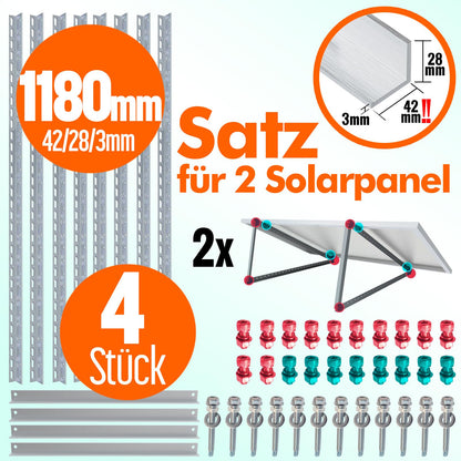 FIREND Solarmodul-Halterung 1180 mm, 4er-Set, Flachdach-Aufständerung