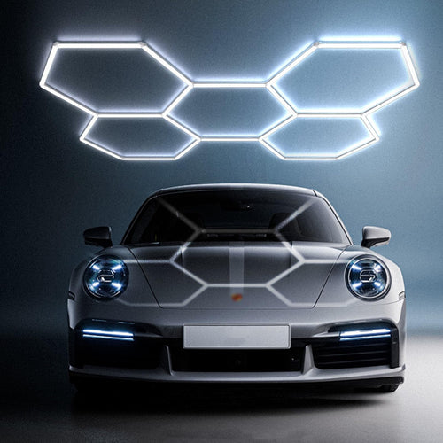 Hexagon LED Deckenleuchte für Garage Werkstatt - 5 Hexs, 6500K