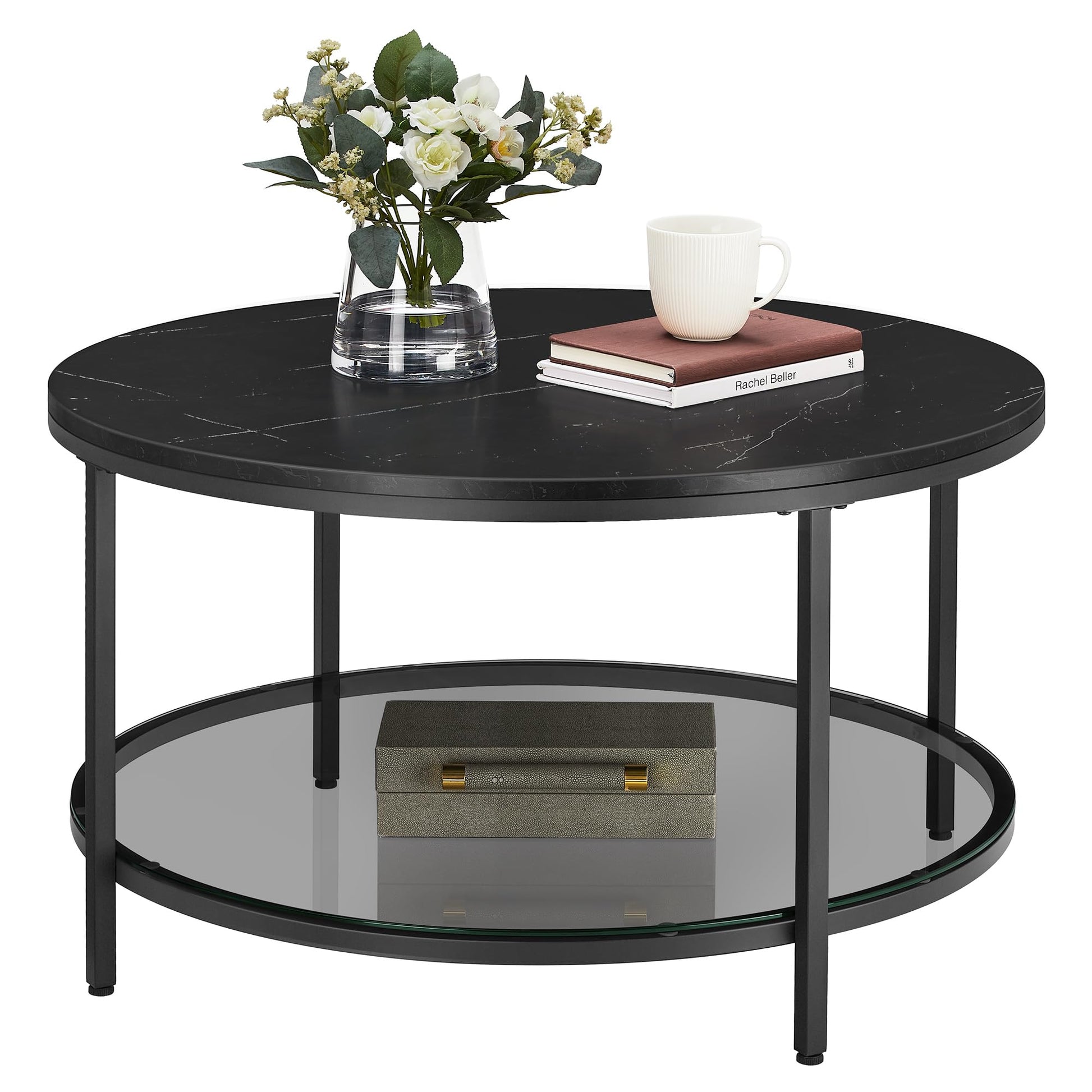 VASAGLE Couchtisch LCT071B58, Wohnzimmertisch mit Glasplatte