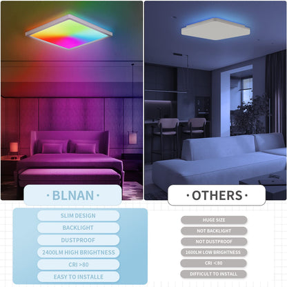 BLNAN RGB LED Deckenleuchte dimmbar mit Fernbedienung, 24W, weiss