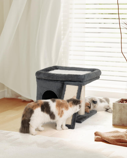 Aechonow Kratzbaum für grosse Katzen mit Katzenhöhle, dunkelgrau