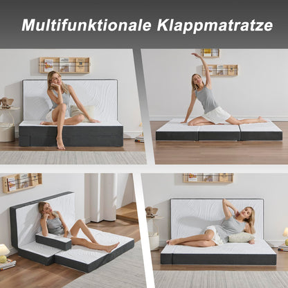 Twirest Klappmatratze für Gäste - 75x195x15 cm grau