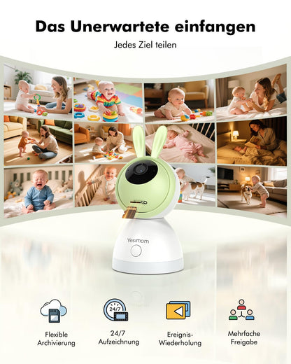 YESIMOM Babyphone mit Kamera 1080P, WLAN, Nachtsicht, 2-Wege-Audio