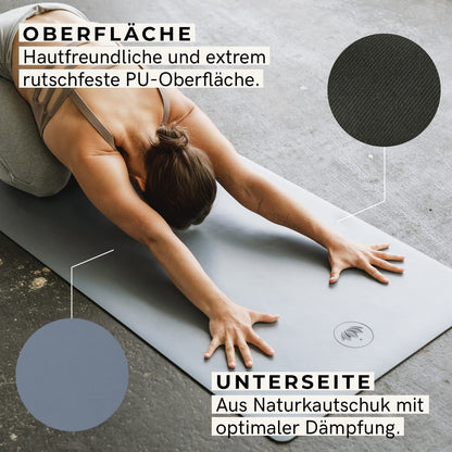 LOTUSCRAFTS Yogamatte Naturkautschuk rutschfest – Indigo Dust