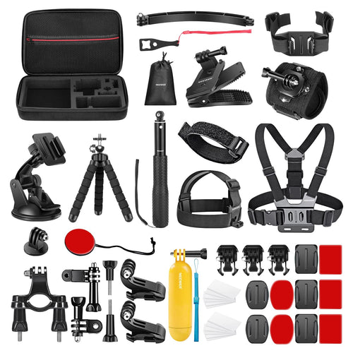 NEEWER 50-in-1 Actionkamera Zubehör Set für GoPro DJI Insta360 mit Gurten, Halterungen und Griffen
