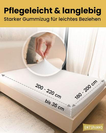 ENTSPANNO Spannbettlaken 180x200–200x220 cm Jersey Weiss