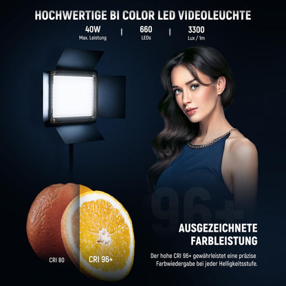 NEEWER 660 LED Bi-Farbe Videolicht Panel 2er-Set mit Stativen