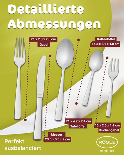 RÖSLE ELEGANCE Essbesteck Set 60-teilig – Edelstahl 18/10