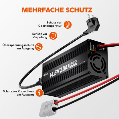 LiTime LiFePO4 Batterieladegerät 14,6V 20A mit Anderson Stecker