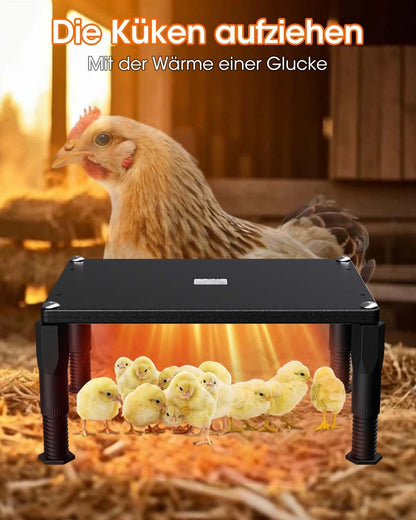 MQUPIN Küken-Wärmeplatte 110W mit Timer, 40x30cm für Hühnerstall