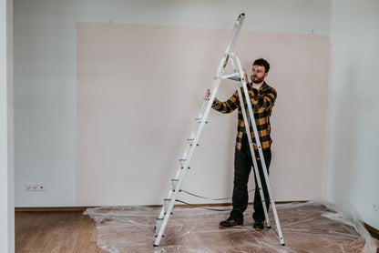 DRABEST Stehleiter Klapptrittleiter – 8 Stufen Alu mit Arbeitsschale