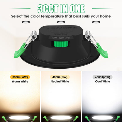 ALUSSO LED Einbaustrahler Flach Dimmbar IP65 Schwarz 7W – 6er Set