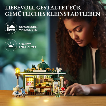 LUMIBRICKS Stadtleben Kiosk Klemmbausteine Set mit Beleuchtung