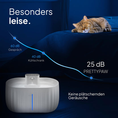 Pretty Paw Aqua Sense Katzenbrunnen kabellos mit Bewegungsmelder weiss