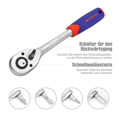 WORKPRO Steckschlüsselsatz 108-teilig – 1/4" 1/2" Knarrenkasten