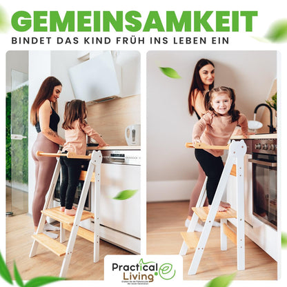 Practical Living Lernturm aus Bambus, klappbar und höhenverstellbar