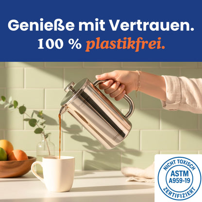 Ziruma French Press Edelstahl Kaffeebereiter doppelwandig, 1 Liter