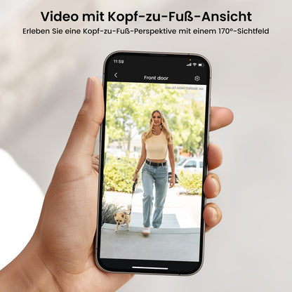 aosu 2K Videotürklingel mit Kamera, kabellos, 170° Weitwinkel