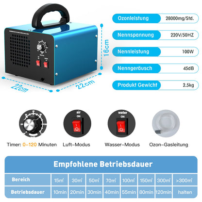 Kasakily Ozongenerator 28000mg/h Industriell – 2 Modi