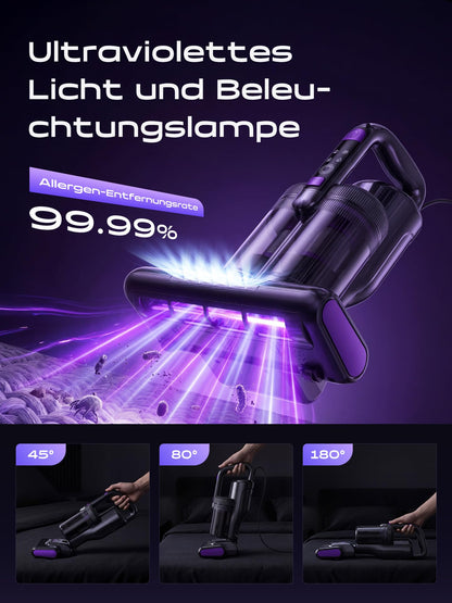 BioAura Milbensauger für Matratzen mit UV-C-Licht und HEPA-Filter