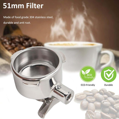 alouweekuky Siebträger 51mm mit Doppelauslauf für DeLonghi Dedica