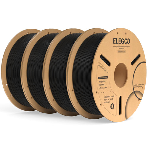 ELEGOO PLA+ Filament 1.75mm Schwarz 4KG, 3D Drucker Filament mit Pappspule