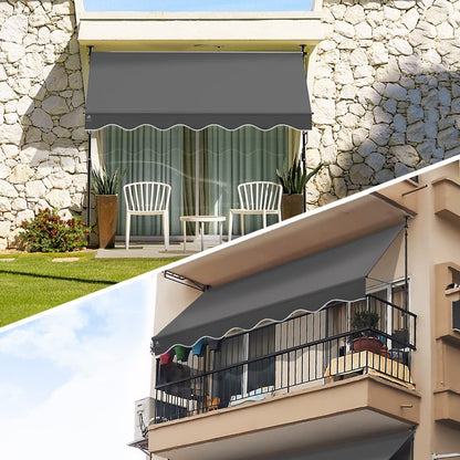 VOUNOT Klemmmarkise Balkon 200 cm, höhenverstellbar, ohne Bohren, Grau