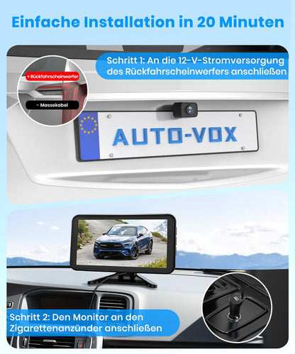 AUTO-VOX Rückfahrkamera System Kabellos 5" 1080P Dual-Channel