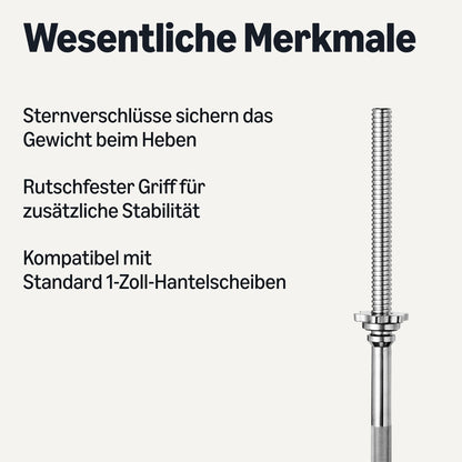 Amazon Basics Langhantelstange 152 cm, verchromt, 2,5 cm Durchmesser