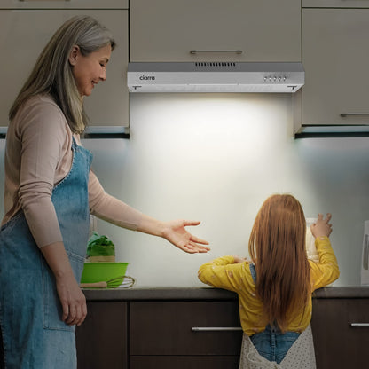 CIARRA Dunstabzugshaube 60cm Unterbauhaube – Abluft Umluft Silber