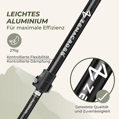 Zenacross Wanderstöcke Teleskop mit Korkgriff, 65-135 cm verstellbar